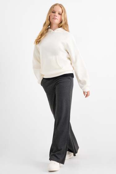 Kinderen: meisjes - Broek van jersey - geruit - zwart / donkergrijs