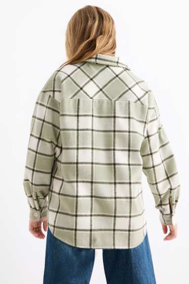 Kinderen: meisjes - Flanellen overhemd - geruit - lichtgroen