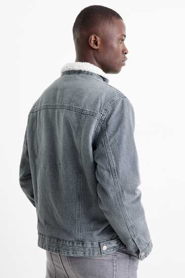 Pánské - Džínová bunda - džíny - světle šedé