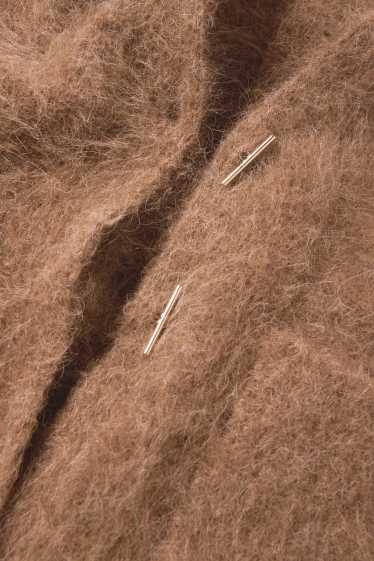 Femei - Cardigan tricotat - amestec de alpaca - maro