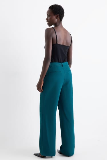 Damen - Business-Hose - Mid Waist - Wide Leg - petrol