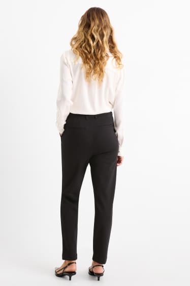 Women - Cloth trousers - high waist - tapered fit - black