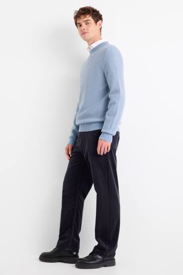 Bărbați - Pantaloni din catifea reiată - relaxed fit - albastru închis