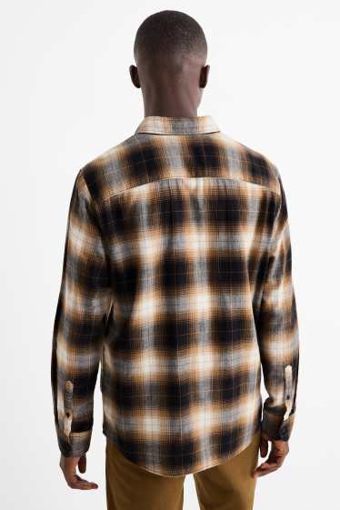 Hommes - Chemise - regular fit - col kent - à carreaux - marron clair