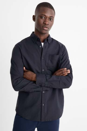 Home - Camisa - regular fit - button-down - blau fosc