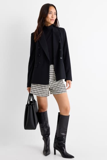 Femmes - Short - high waist - à carreaux - noir / blanc