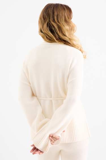 Femmes - Gilet en maille avec teneur en cachemire - laine mélangée - blanc crème