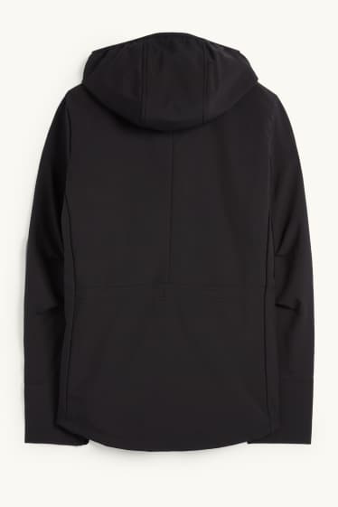 Donna - Giacca soft shell con cappuccio - idrorepellente - 4 Way Stretch - nero