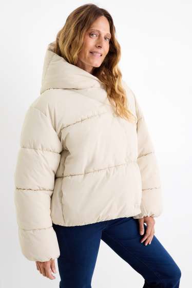 Damen - Steppjacke mit Kapuze - wasserabweisend - cremeweiß