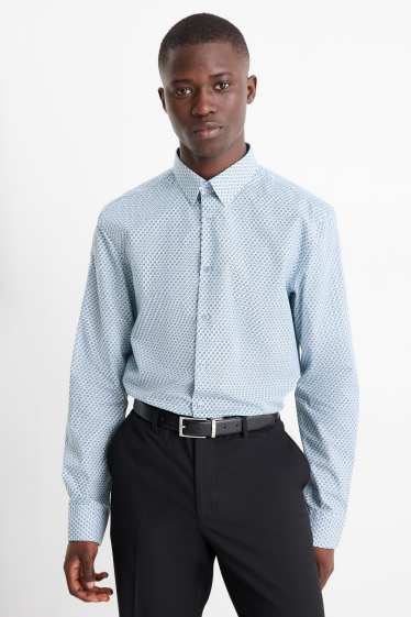 Bărbați - Set - pulover cu decolteu în V și cămașă office - 2 piese - albastru închis