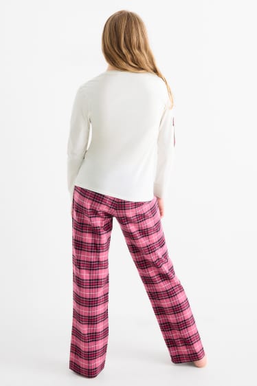 Kinder Mädchen - Kuromi - Set - Pyjama mit Flanellhose und Schlafmaske - weiß / pink