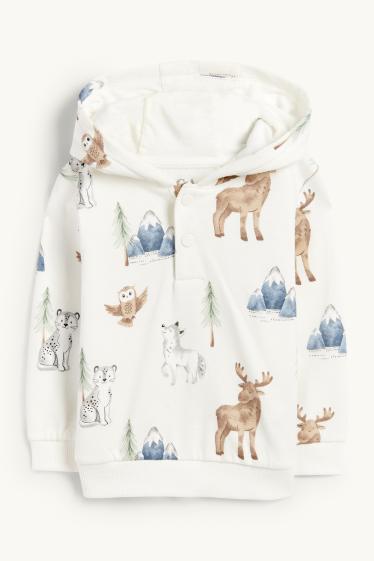 Baby: jongens - Wilde dieren - baby-outfit - 2-delig - wit / beige