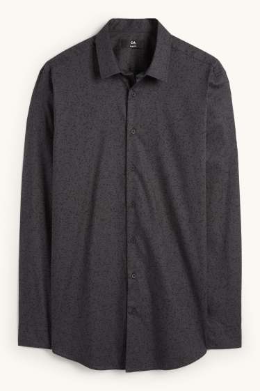 Heren - Business-overhemd - slim fit - Kent - met patroon - zwart