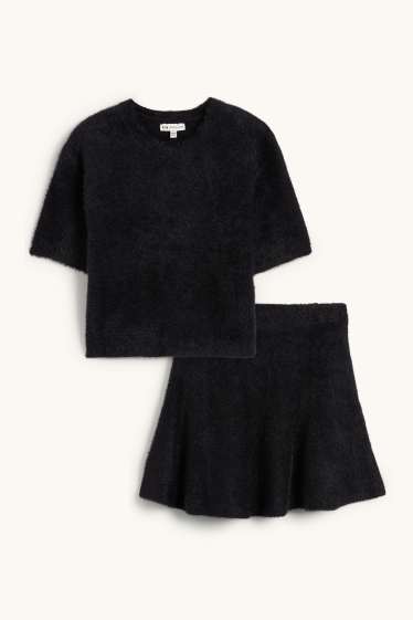Enfants filles - Ensemble - pull et jupe - 2 pièces - noir