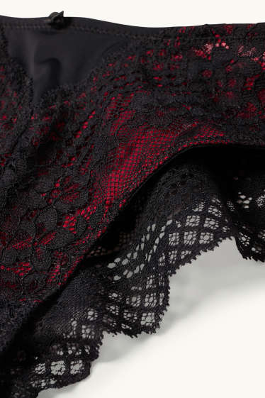 Femmes - Culotte brésilienne - bordeaux / noir