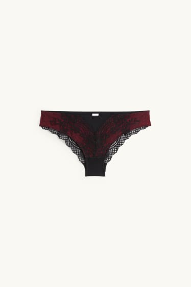 Femmes - Culotte brésilienne - bordeaux / noir