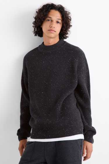 Men - Jumper - ribbed - dark blue