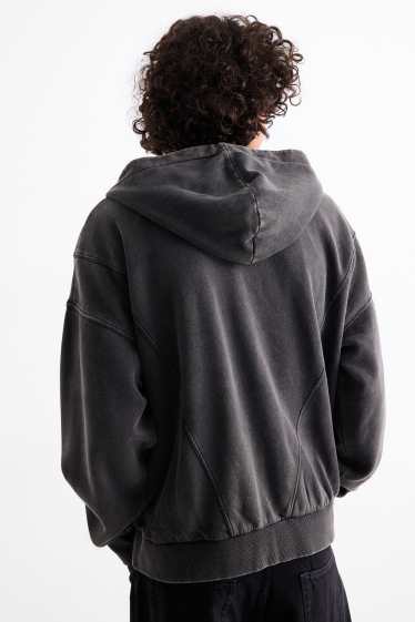 Herren - Oversized-Sweatjacke mit Kapuze - dunkelgrau