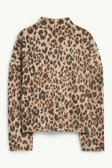 Dona - Dessuadora - estampat de lleopard - negre/beix