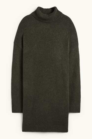 Femmes - Robe en maille - vert foncé