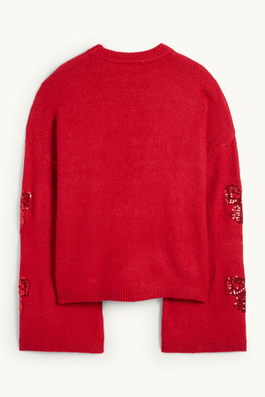 Women - Jumper - shiny - red