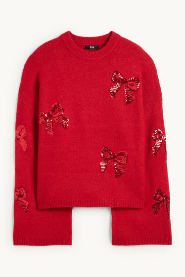 Women - Jumper - shiny - red