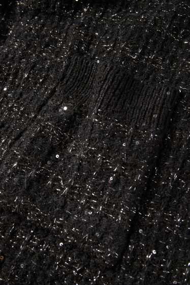 Damen - Bouclé-Kleid - Straight Fit - schwarz