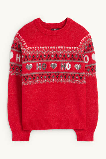 Women - Christmas jumper - Ho Ho Ho - red