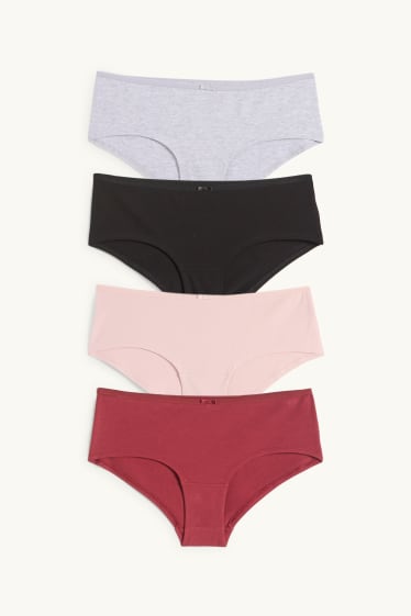 Donna - Confezione da 4 - coulotte - rosso scuro