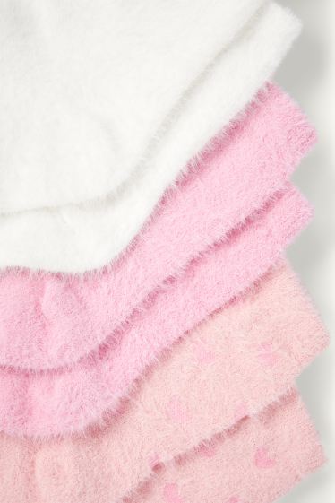 Copii - Fete - Multipack 3 perechi - șosete - alb / roz