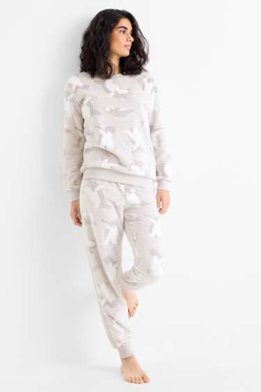 Damen - Winterpyjama - hellgrau