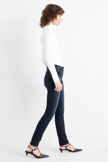 Women - Slim jeans - mid-rise waist - jog denim - denim-dark blue
