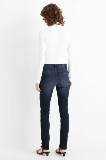 Women - Slim jeans - mid-rise waist - jog denim - denim-dark blue