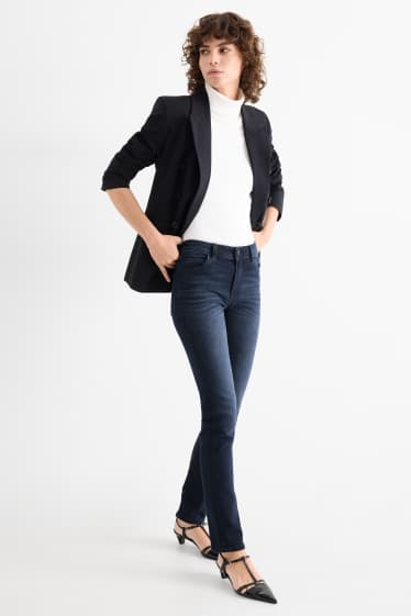Women - Slim jeans - mid-rise waist - jog denim - denim-dark blue