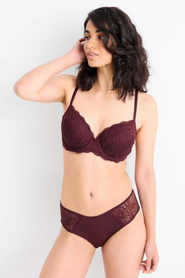 Women - Underwire bra - FULL COVERAGE - padded - bordeaux