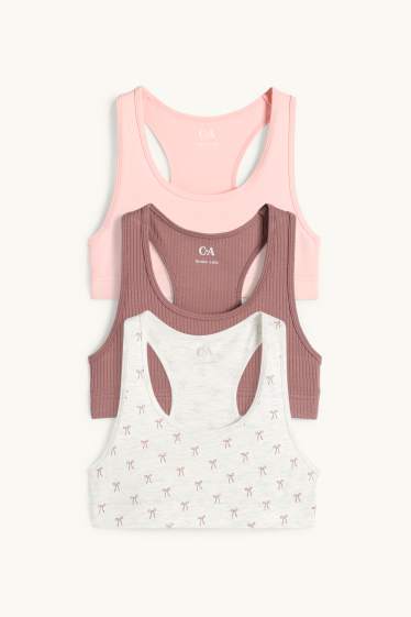 Kinder Mädchen - Multipack 3er - Schleife - Bustier - braun