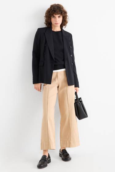 Dames - Pantalon - high waist - wide leg - beige