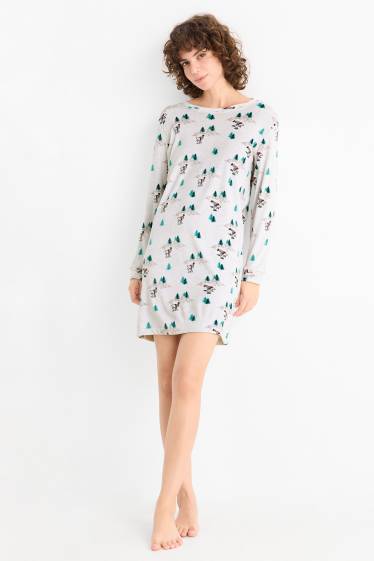 Donna - Camicia da notte - Snoopy - grigio chiaro melange