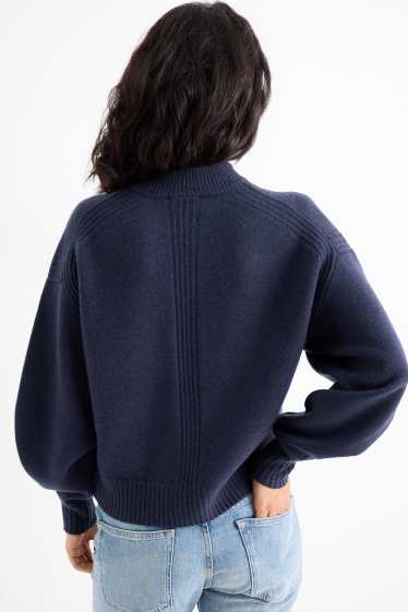 Mujer - Cárdigan con mezcla de cachemir - mezcla de lana - azul oscuro