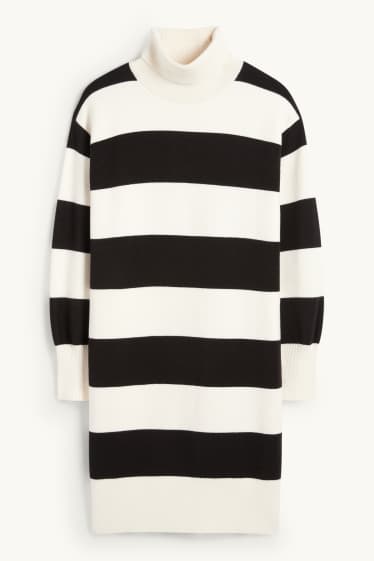 Děti - dívky - Pletené šaty - pruhované - bílá/černá