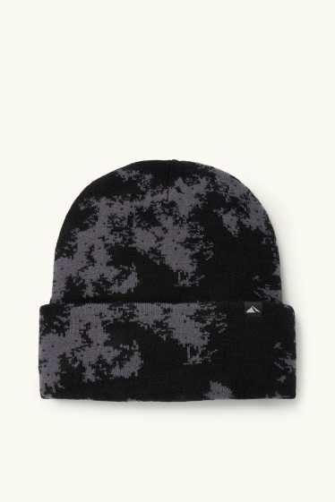 Enfants garçons - Bonnet de ski - à motif - noir / gris