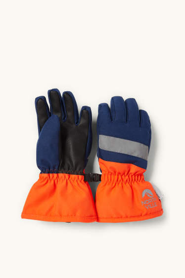 Kinder Buben - Ski-Handschuhe - wasserdicht - orange