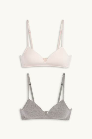 Enfants filles - Lot de 2 - soutiens-gorge sans armatures - ampliforme - gris / rose