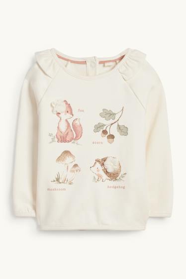 Nadó nena - Guineu i eriçó - dessuadora per a nadó - blanc trencat