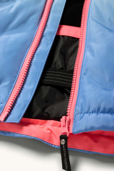 Niñas - Chaqueta de esquí con capucha - hidrófuga - estampada - azul claro