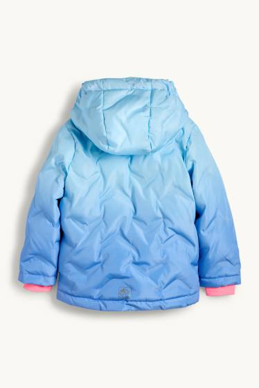 Niñas - Chaqueta de esquí con capucha - hidrófuga - estampada - azul claro
