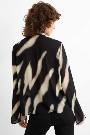 Donna - Blusa di chiffon - fantasia - nero / beige
