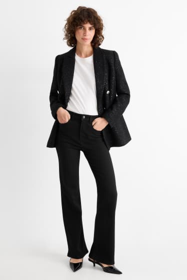 Damen - Stoffhose - High Waist - Flared - schwarz