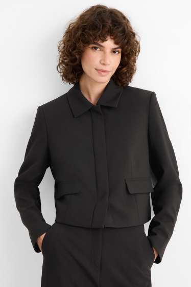 Damen - Crop Blazer - tailliert - schwarz