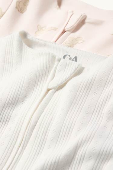 Baby Girls - Multipack of 2 - bunny rabbit - baby sleepsuit - rose / beige